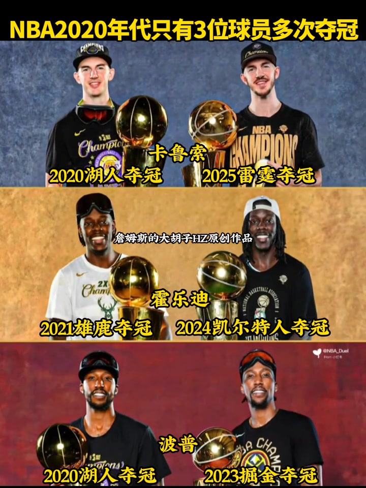 NBA2020年代只有3位球员多次夺冠其中两位湖人出品