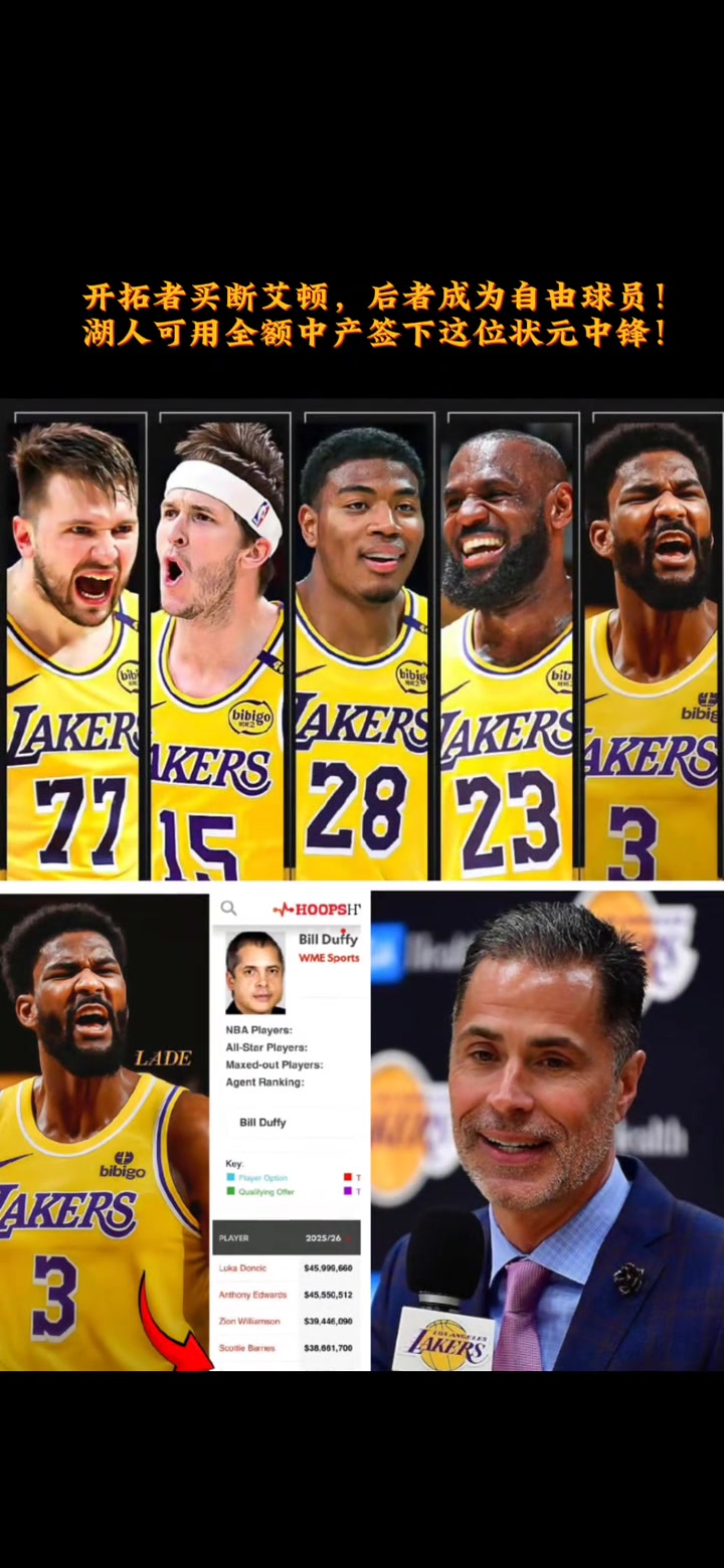 18年状元探花同属一个经纪人的东契奇和艾顿能否在湖人联手