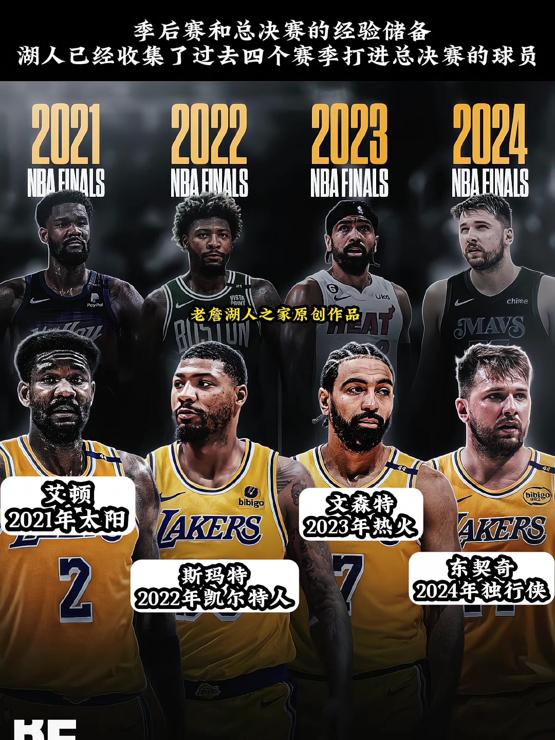 总决赛经验储备湖人集齐了过去4年打过总决赛的球员